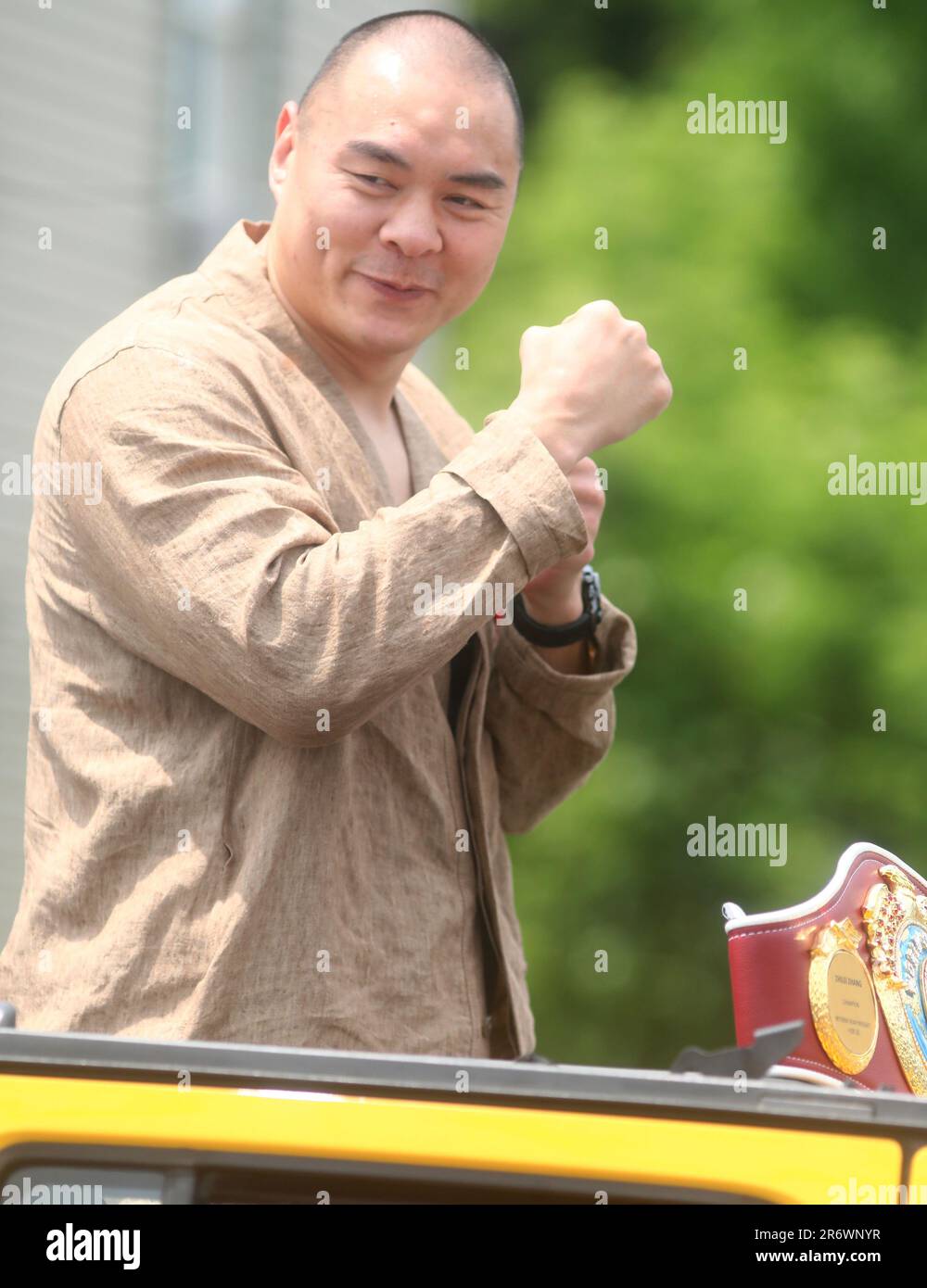 Zhilei Zhang poses during the International National Boxing Hall of