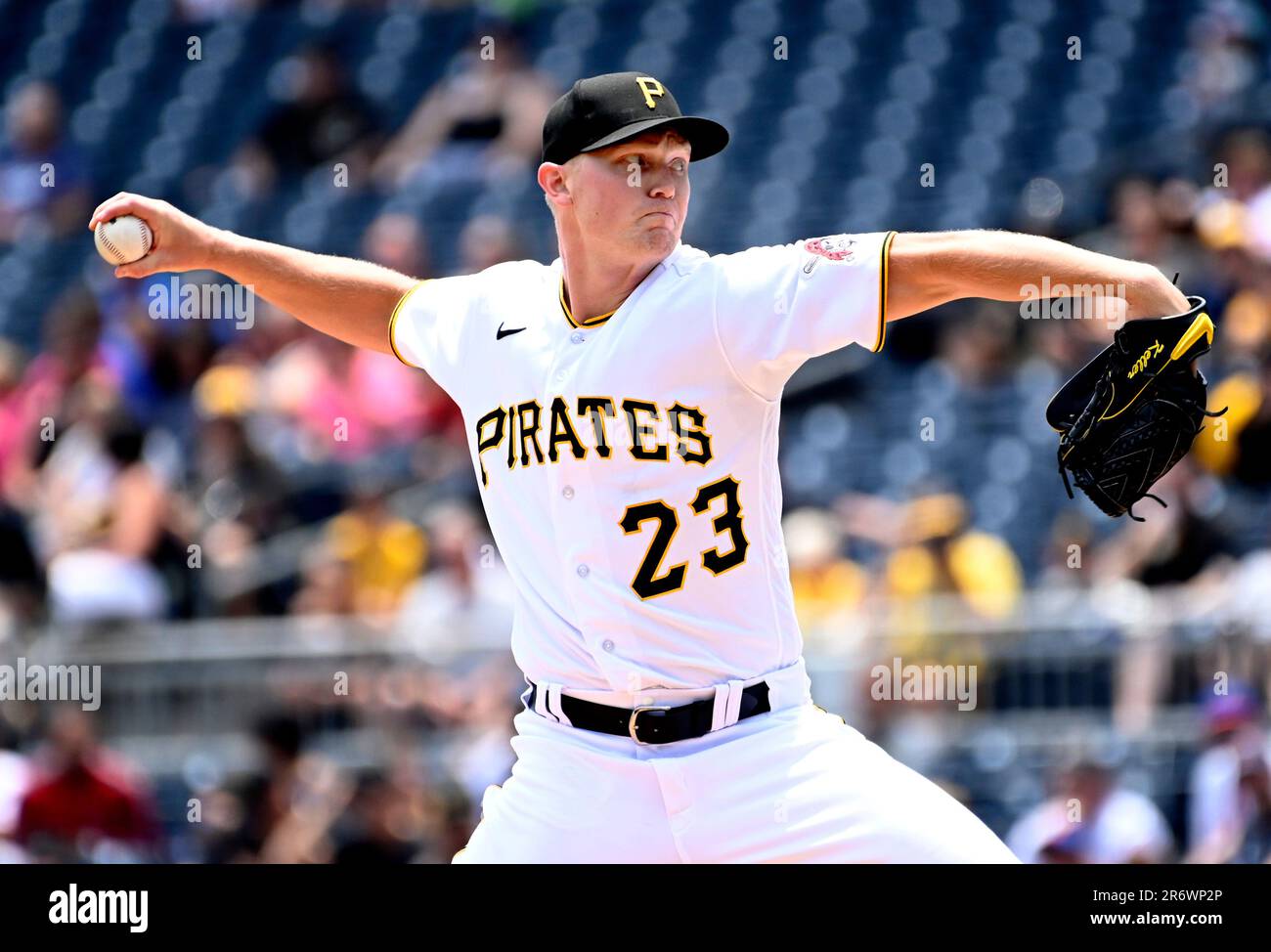 Pittsburgh, United States. 11th June, 2023. Pittsburgh Pirates starting pitcher Mitch Keller (23) starts against the New York Mets at PNC Park on Sunday, June 11, 2023 in Pittsburgh. Photo by Archie Carpenter/UPI Credit: UPI/Alamy Live News Stock Photo
