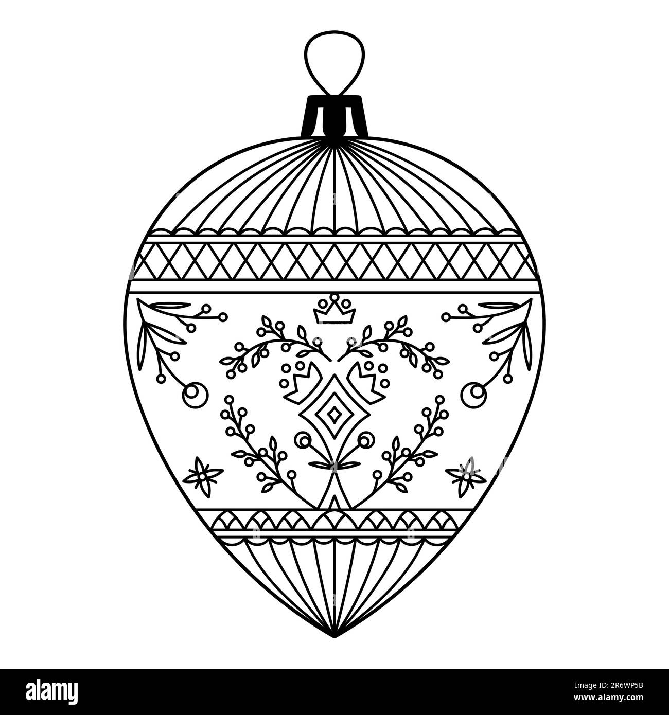 Monochrome vector Merry Christmas Illustration, Ethnic Motifs. Ball