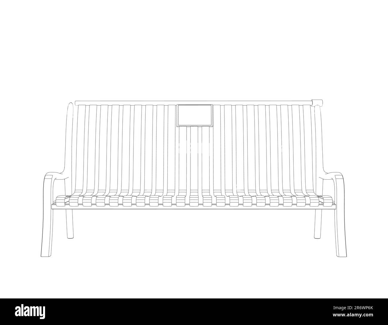 Outline Vector Bench isolated. Wooden bench isolated on white background. Park bench isolated over a white background, wrought-iron bench, vector illu Stock Vector