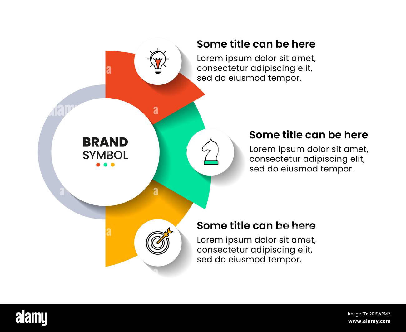 Infographic template with icons and 3 options or steps. Semicircle. Can ...
