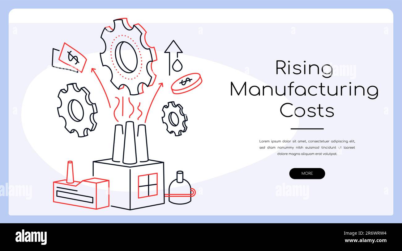 Rising manufacturing costs modern colorful line design style banner