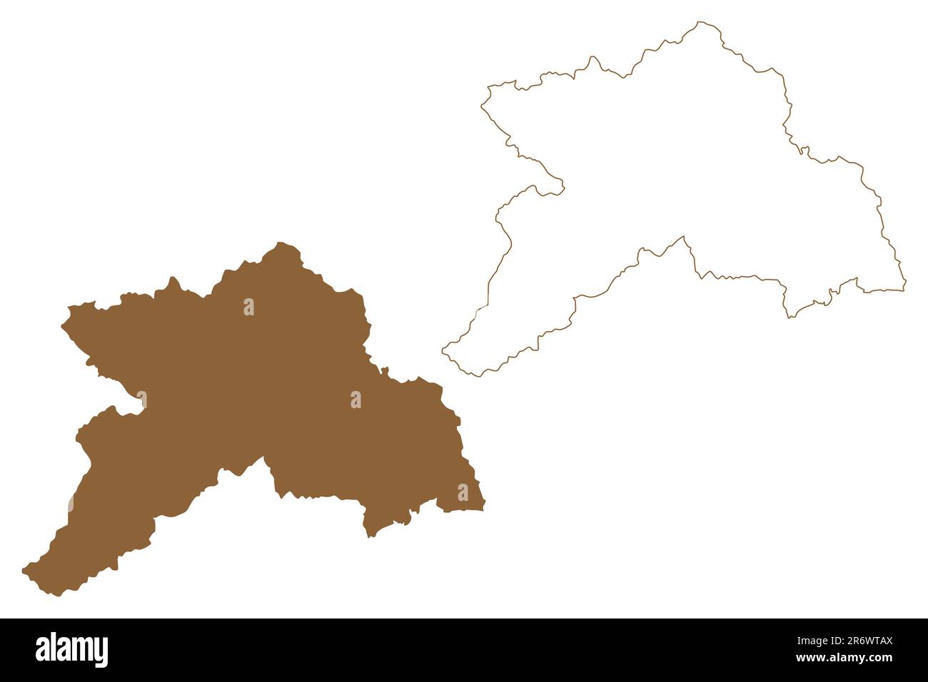 Murau district (Republic of Austria or Österreich, Styria, Steiermark or Štajerska state) map vector illustration, scribble sketch Bezirk Murau map Stock Vector