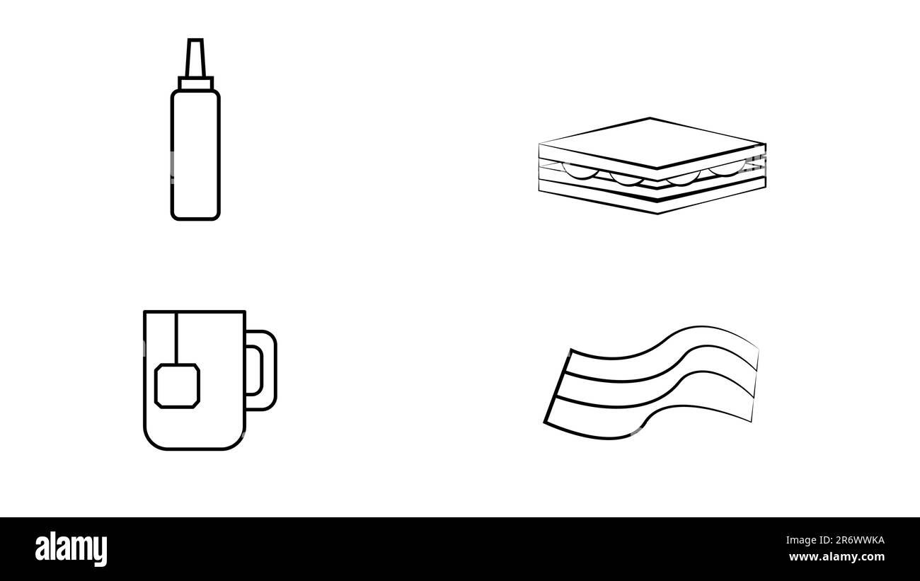 Hand drawn breakfast item set. Cute food illustration in vector Stock ...