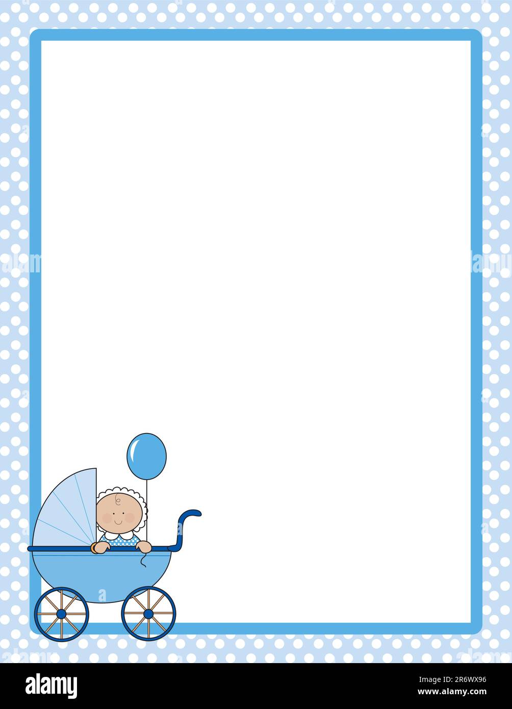 Polka dot border with baby boy in a carriage in one corner Stock Vector  Image \u0026 Art - Alamy, image size:1004x1390