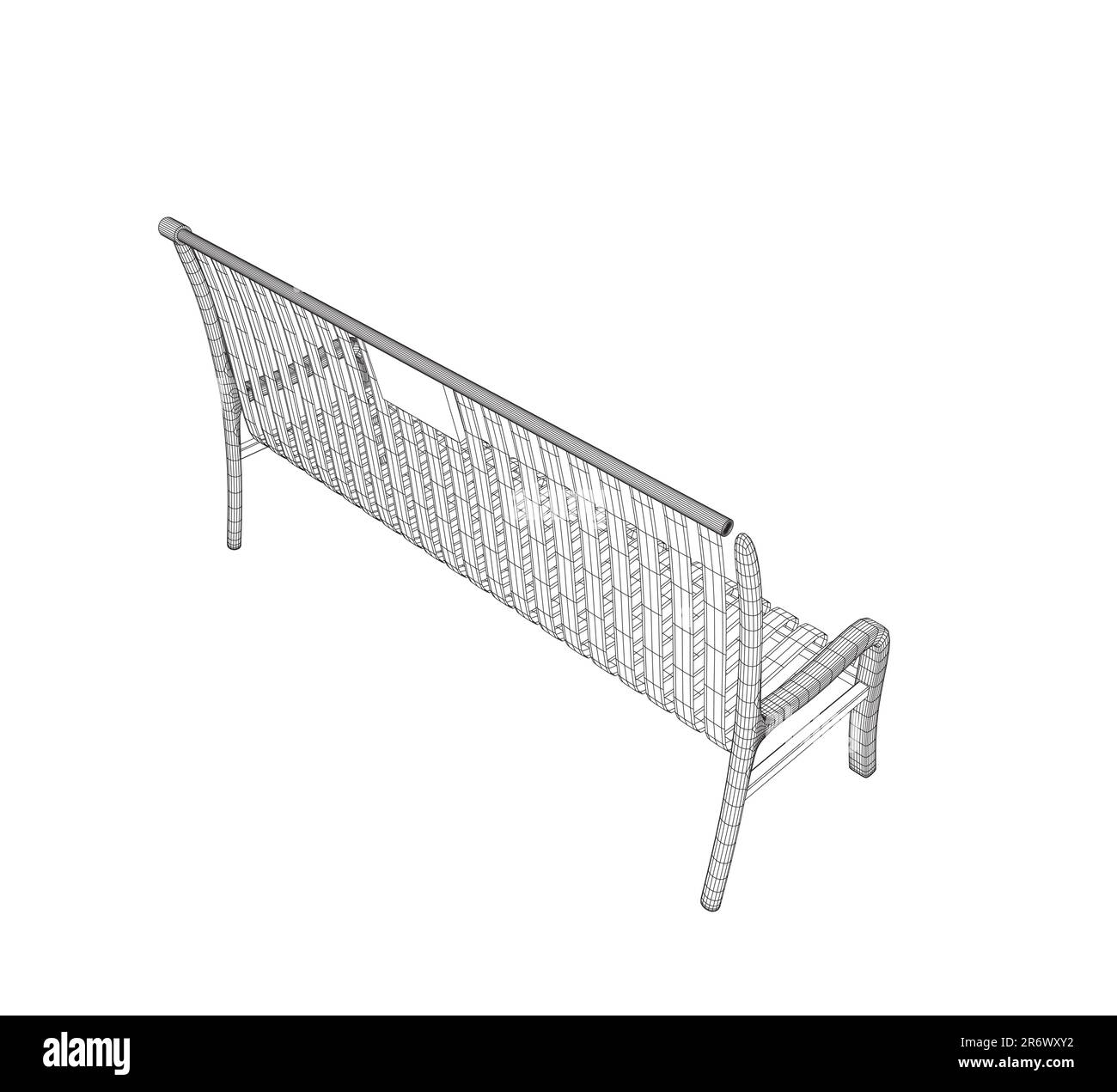 Wireframe Vector Bench isolated. Wooden bench isolated on white background. Park bench isolated over a white background, wrought-iron bench, vector il Stock Vector