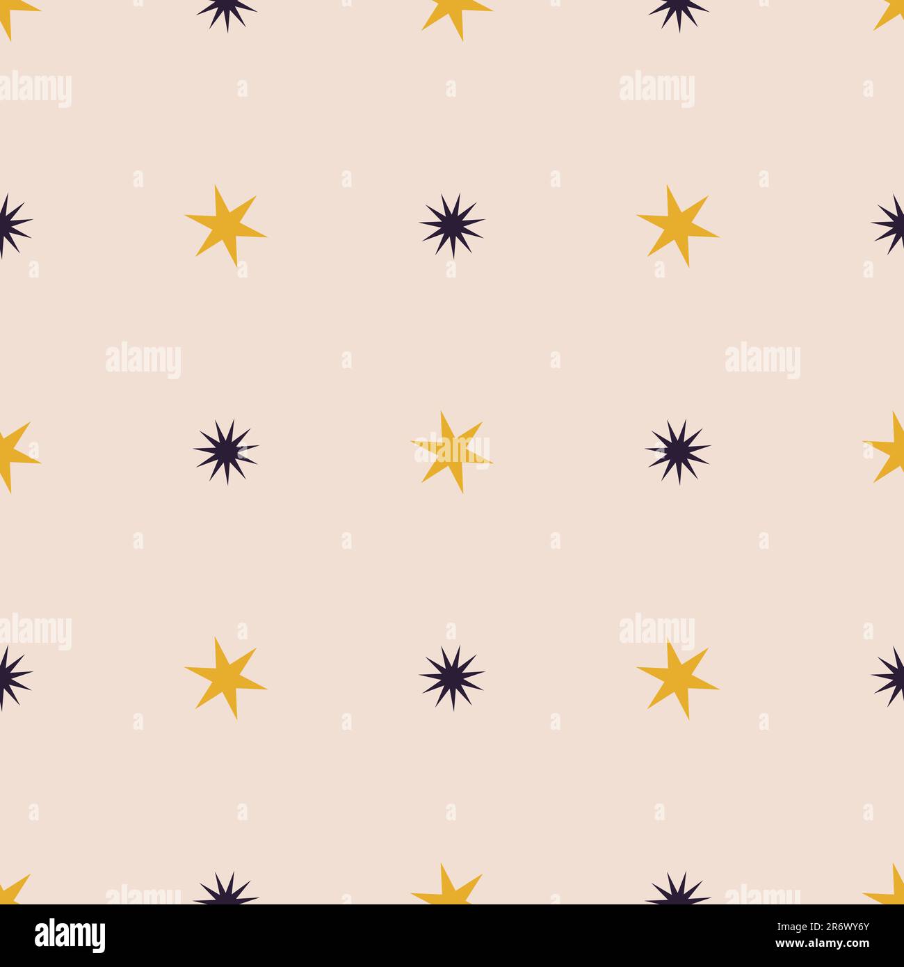 Seamless pattern with yellow and blue stars on light pink background ...