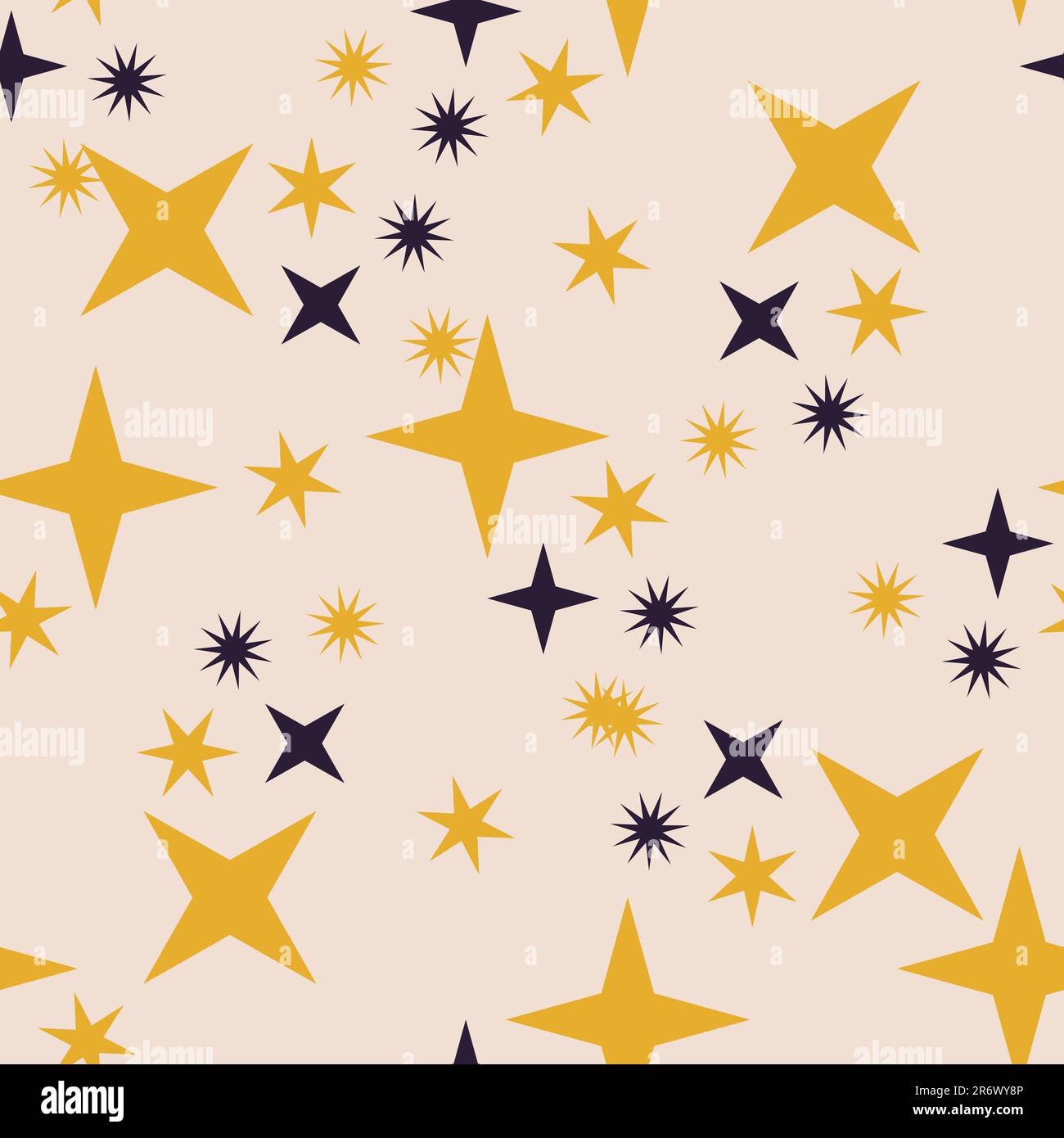 Seamless pattern with yellow and blue stars on light pink background ...