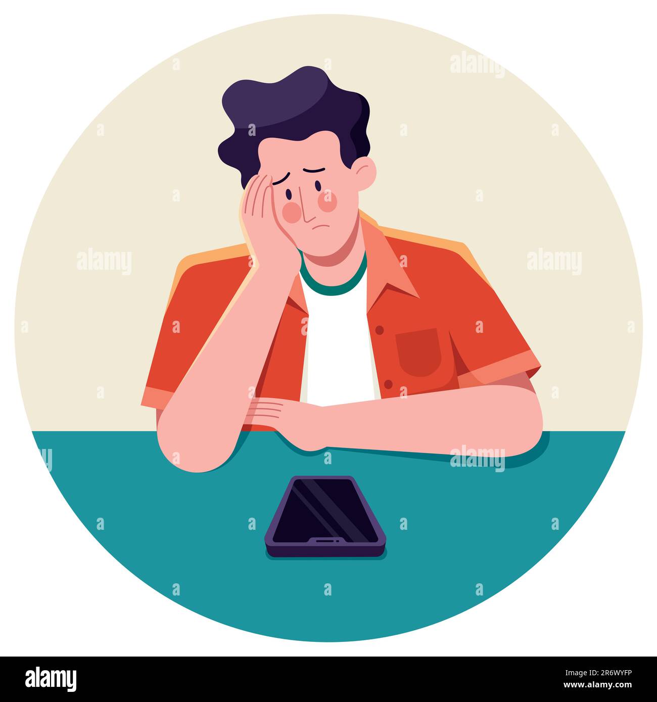 Waiting for Phone Call on White Stock Vector