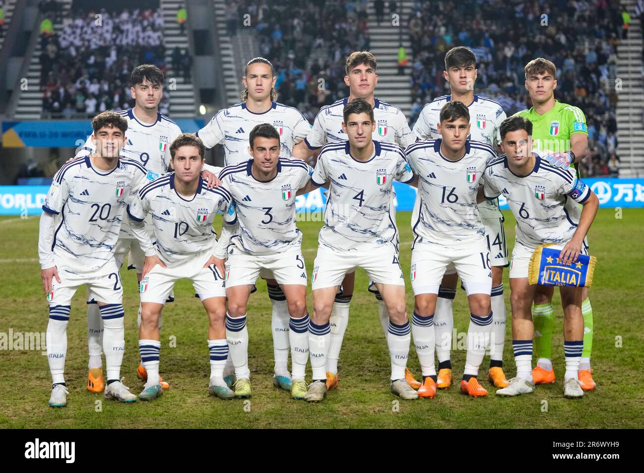 Italy's players pose for a team photo prior to the FIFA U-20 World Cup  final soccer match against Uruguay at the Diego Maradona stadium in La  Plata, Argentina, Sunday, June 11, 2023. (