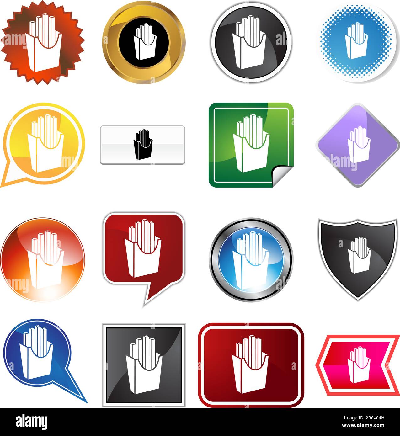 Fries icon set isolated on a white background Stock Vector Image & Art ...