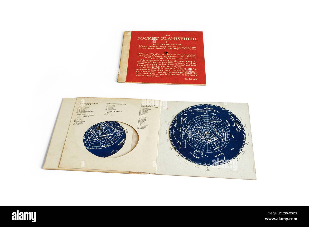 'The Pocket Planisphere', made by Francis Chichester in 1943, isolated on a white background,, UK Stock Photo
