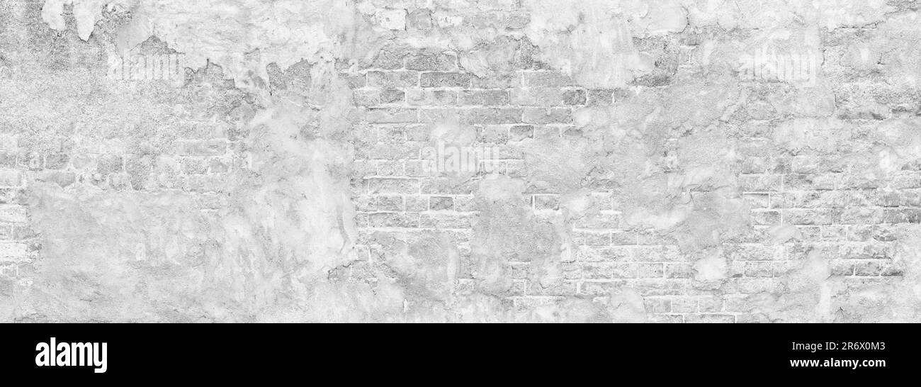 Abstract white brick wall texture for pattern background. wide panorama ...
