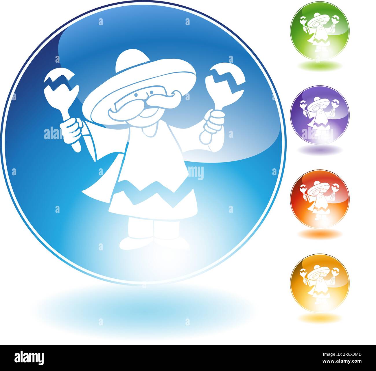Maraca player crystal icon isolated on a white background. Stock Vector