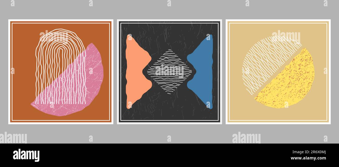 The composition of distorted geometric shapes. A collection of posters ...