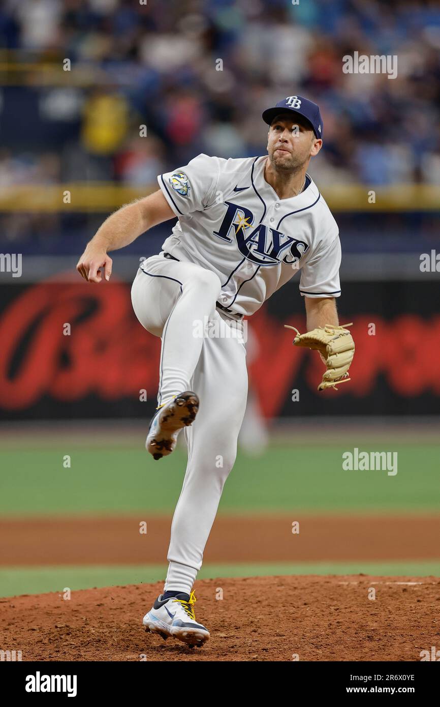 St. Petersburg, United States. 23rd Apr, 2022. St. Petersburg, FL. USA;  Tampa Bay Rays relief pitcher Jason Adam (47) delivers a pitch during a  major league baseball game against the Boston Red