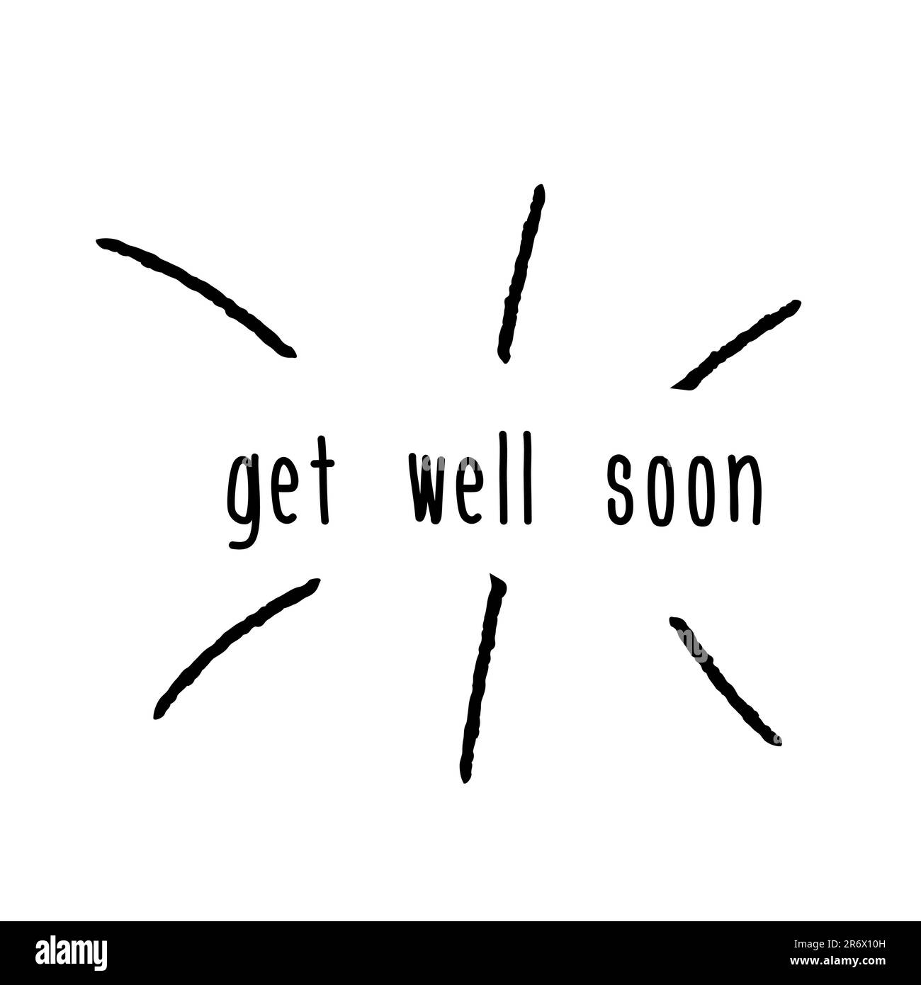 Hand-drawn vector card, a wish to get well. inscription, a wish for recovery.Hand drawing wishes get well soon. Typography lettering poster. Stock Vector