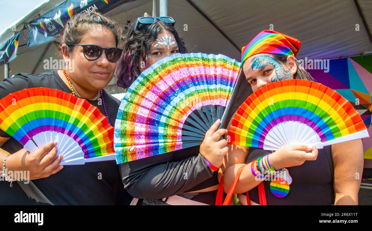 Washington DC,June 11,2023 USA: WDC Pride takes place at the base of the US Capital. Thousand of LGBTQ people and their supporters are outside and enj Stock Photo