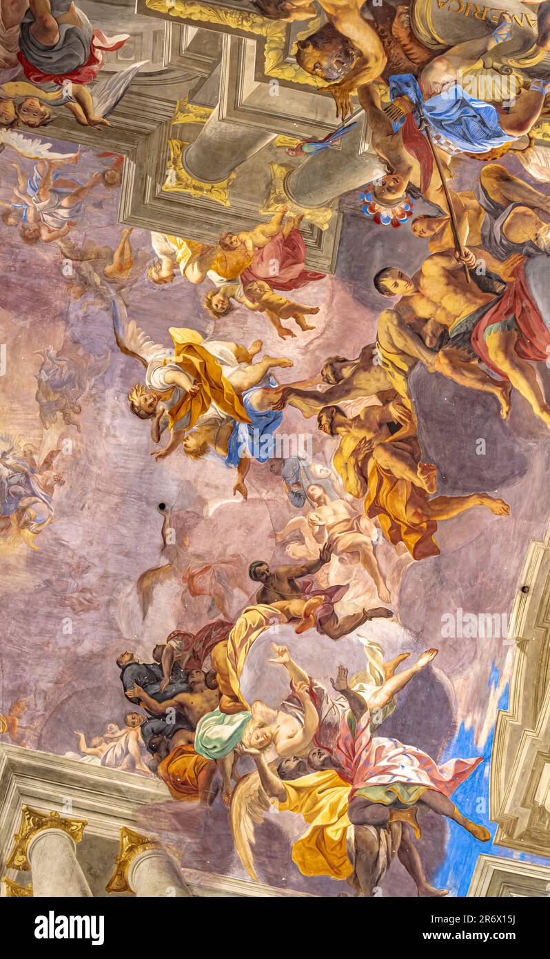 The beautifully decorated ceiling of The Church of St. Ignatius of ...