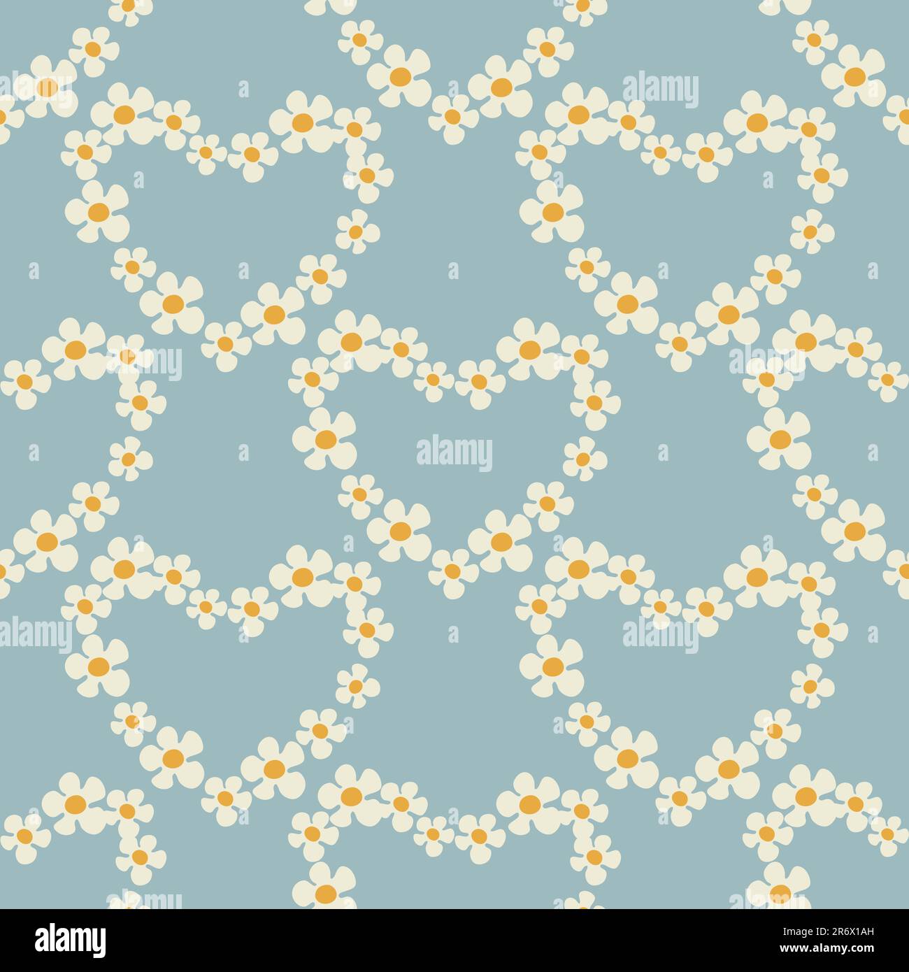 Seamless pattern with heart shape with flowers of daisy flowers in ...