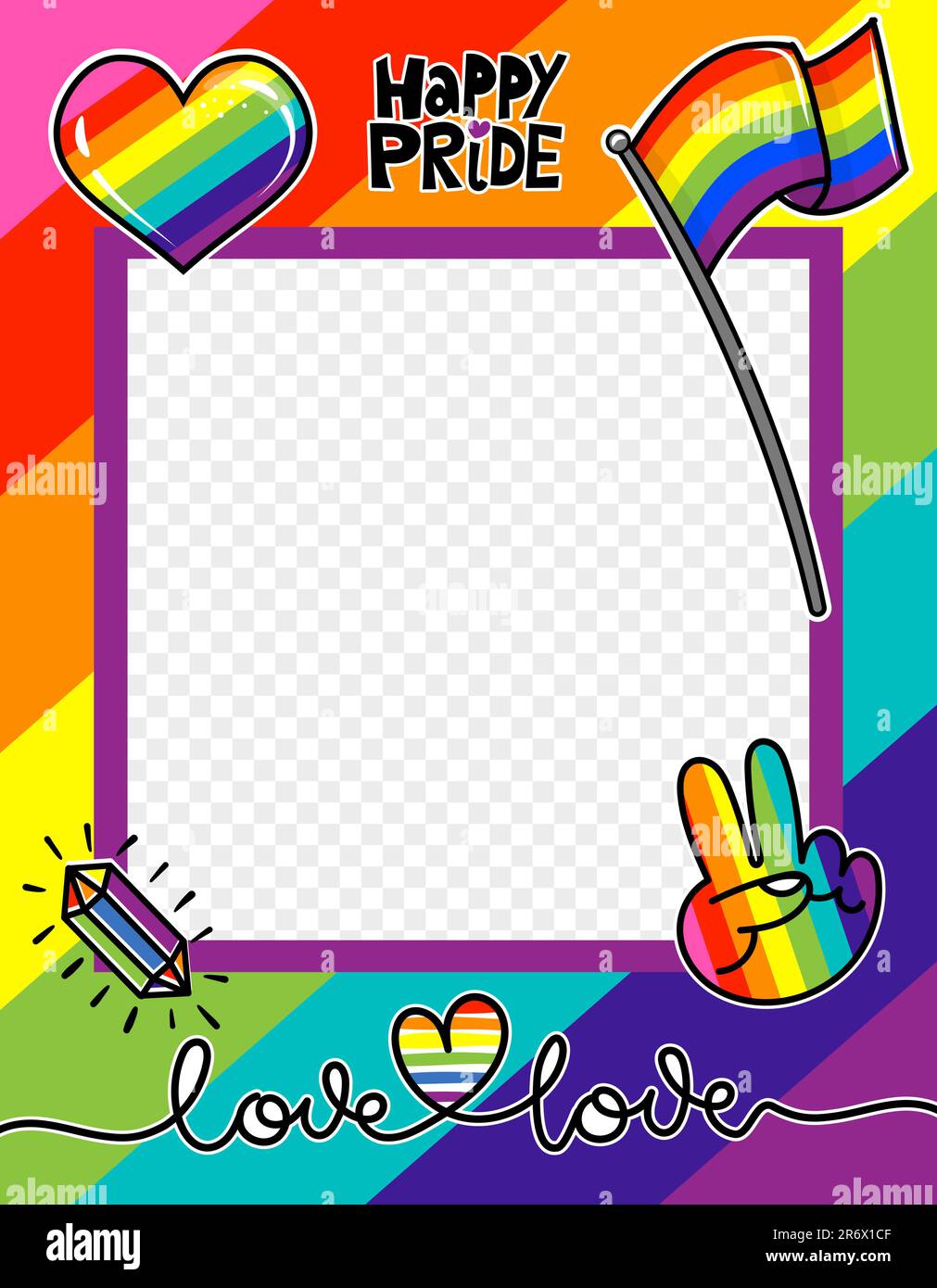 Happy Pride, love is love - pride photo booth prop. Photo frame selfie ...
