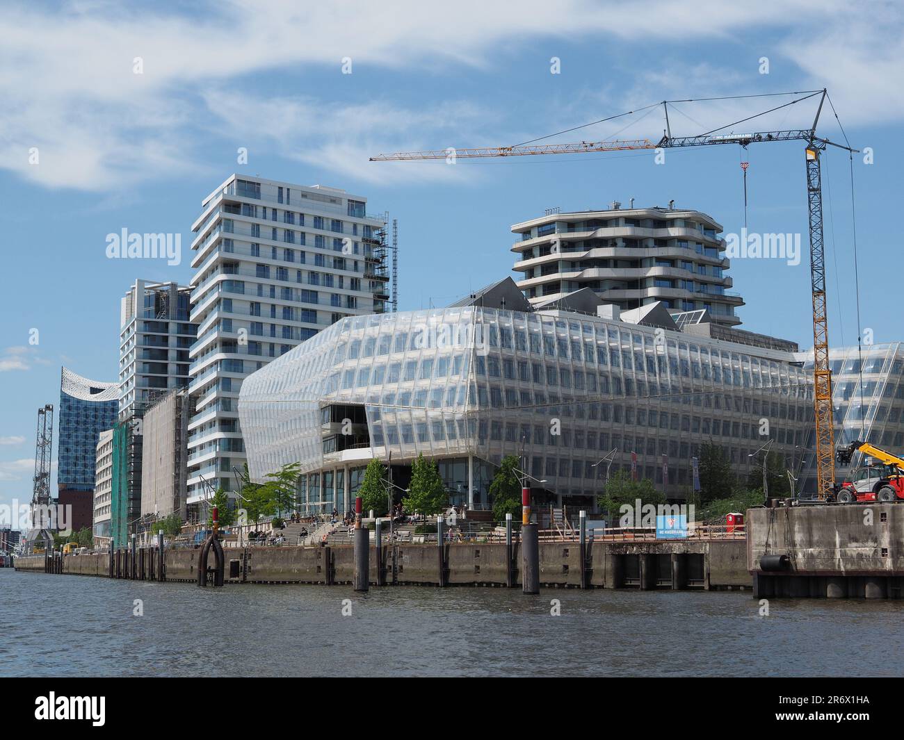 Hamburg HafenCity building site near the city center, seen from the Elbe river. Stock Photo