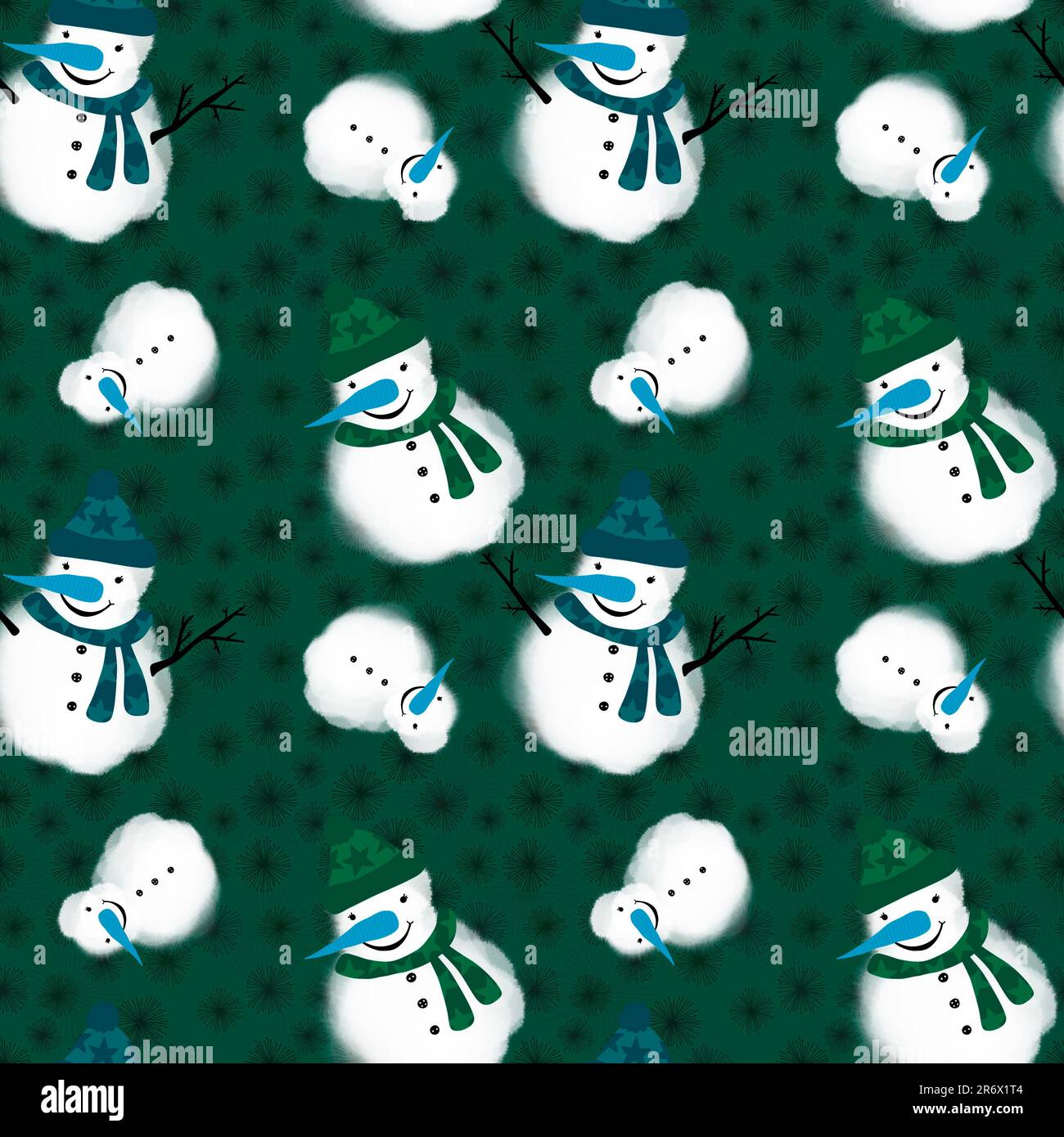 Winter seamless snowman and snowflakes pattern for Christmas wrapping ...
