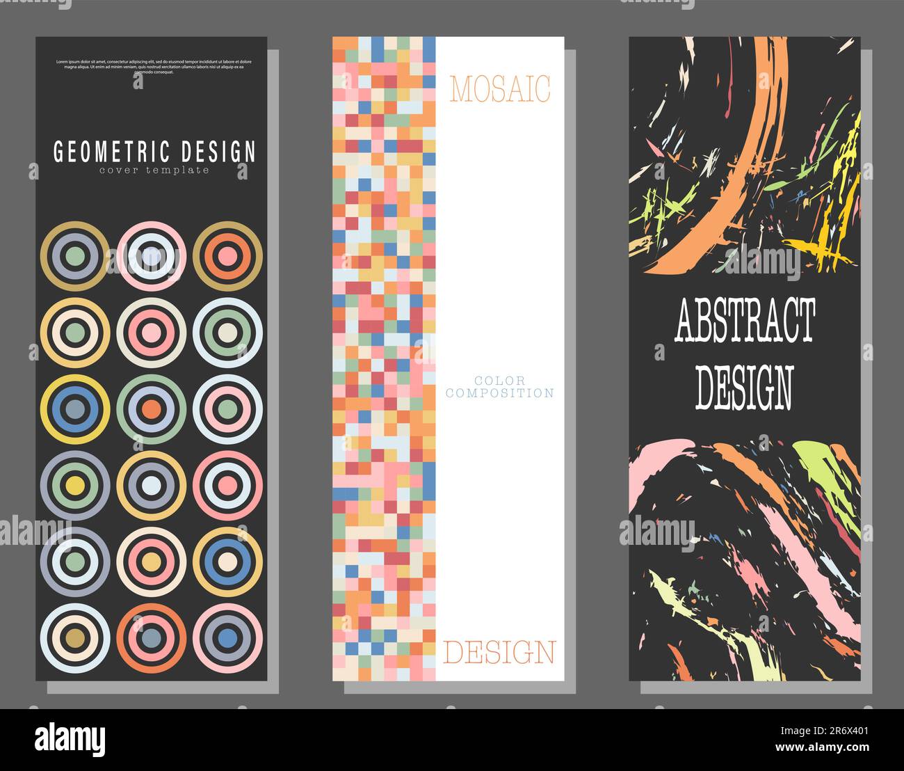 A set of designs of different styles. Template for background, cover