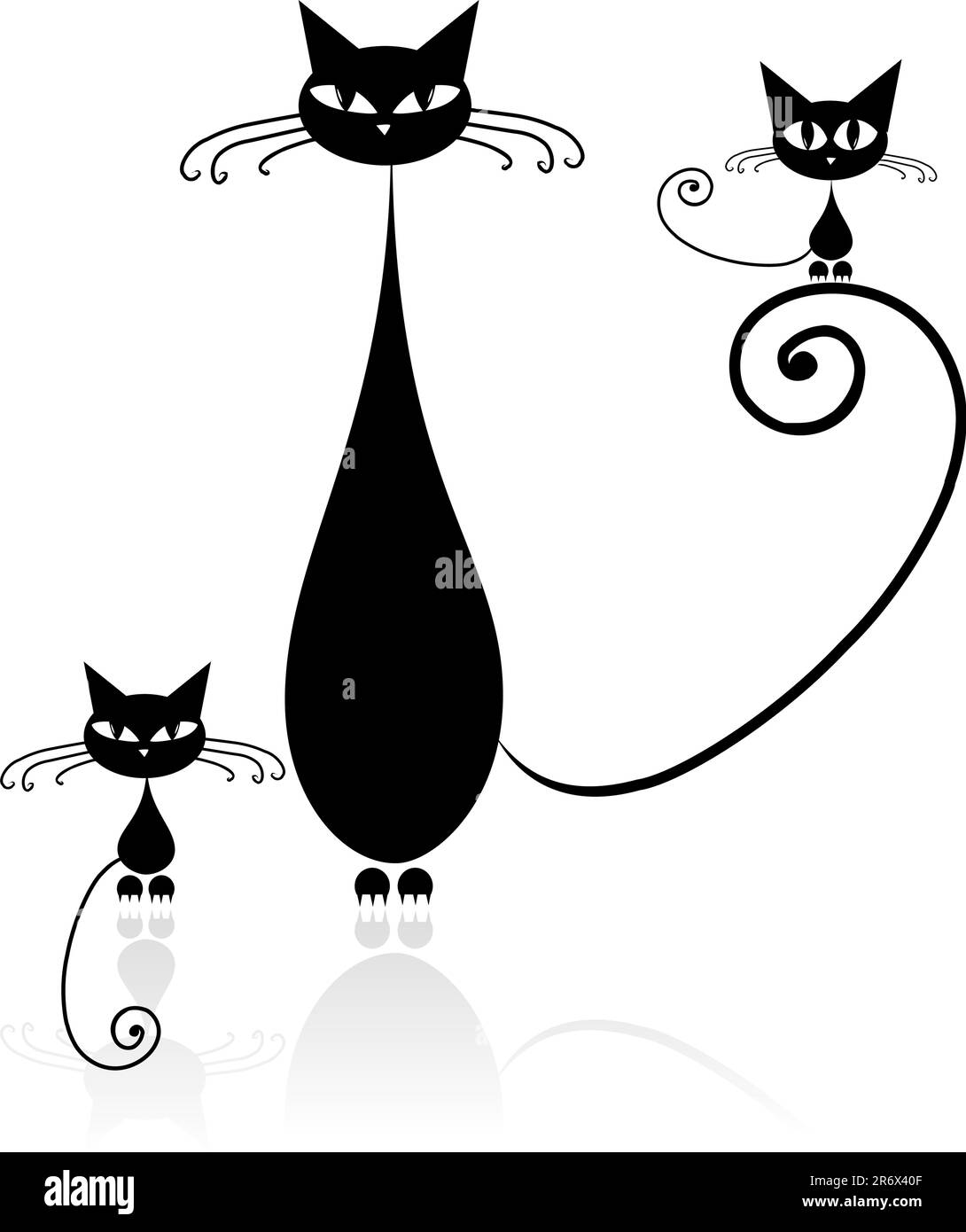 Black cat silhouette for your design Stock Vector