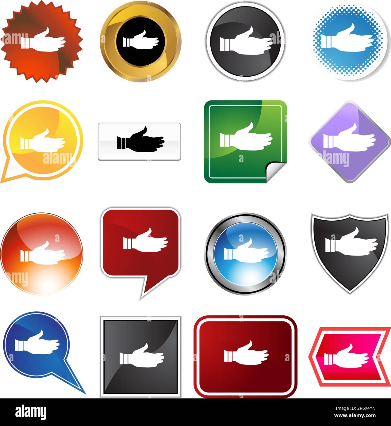 Handshake variety set isolated on a white background. Stock Vector
