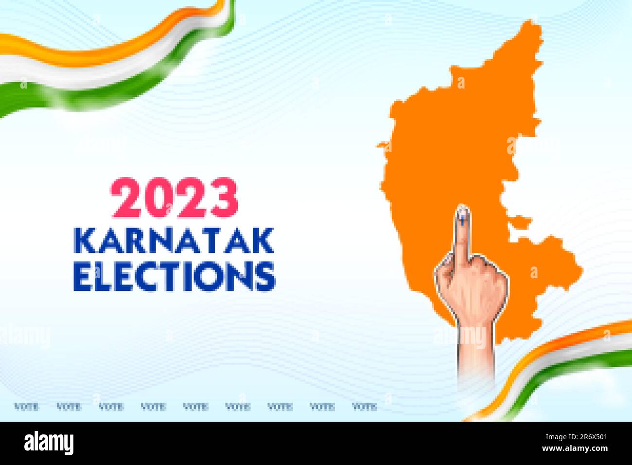 illustration of different people showing voting finger for Karnataka Legislative Assembly