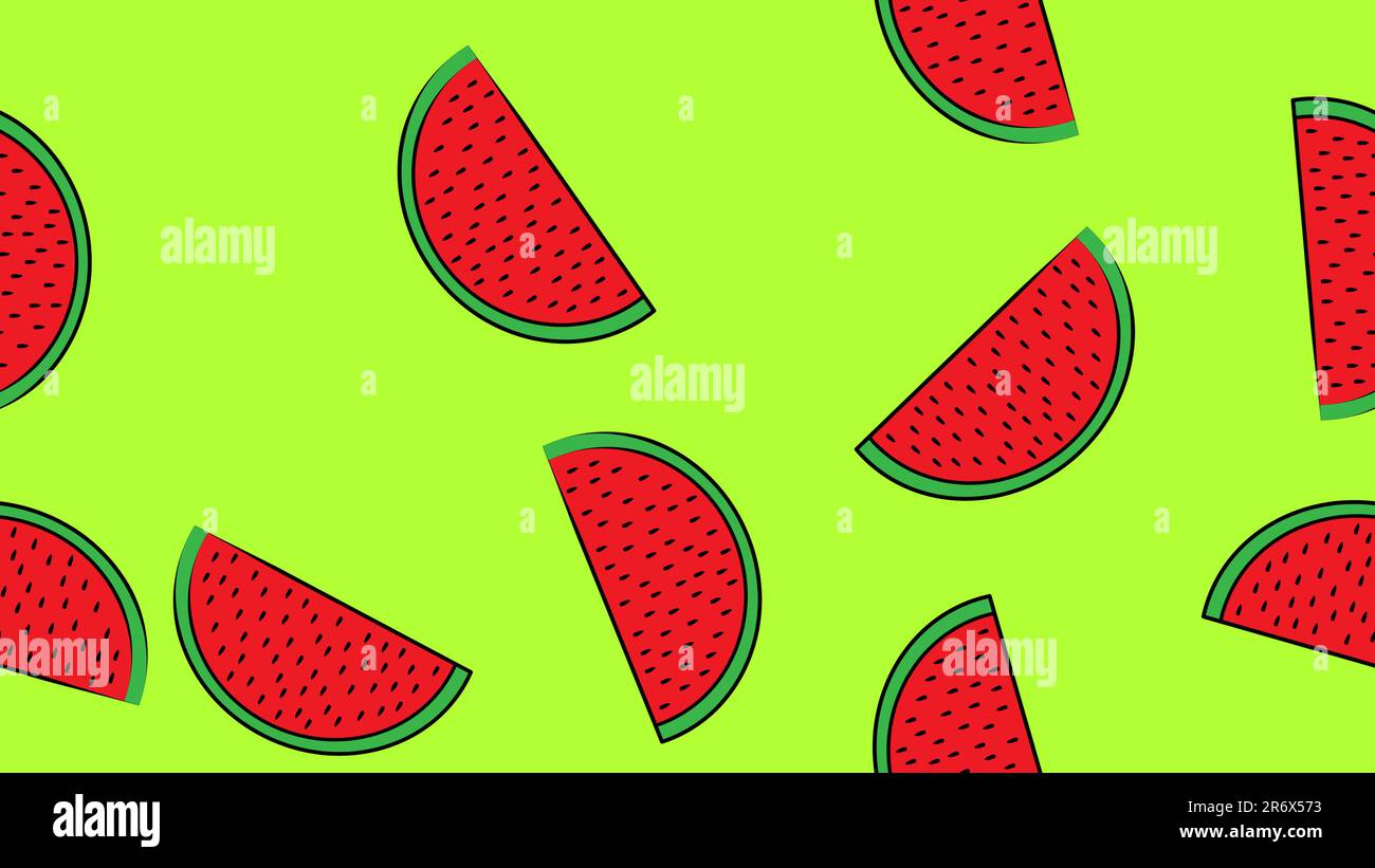 watermelon with seeds on a green background, vector illustration ...