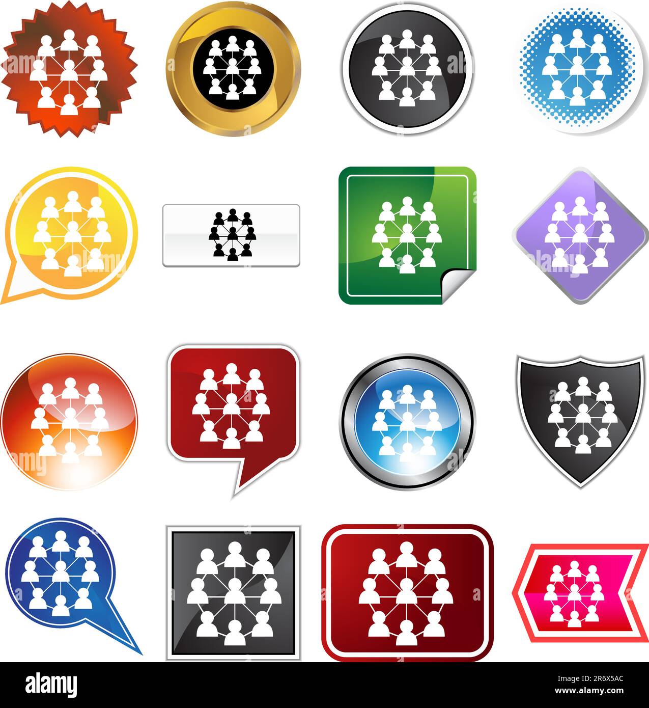 Extended network icon set isolated on a white background Stock Vector ...