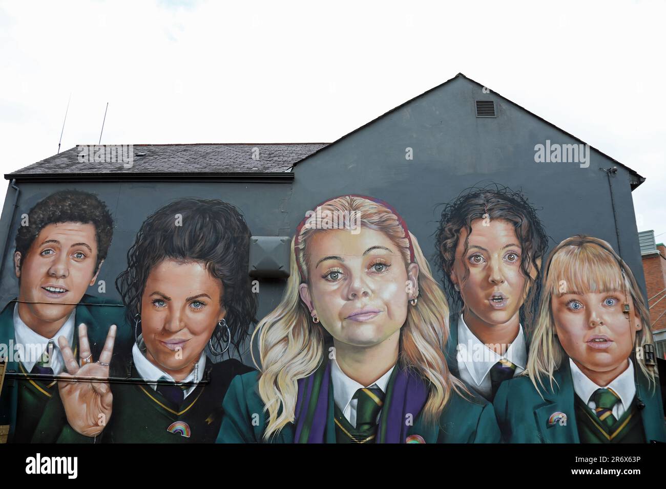 Derry Girls Mural in Londonderry Stock Photo