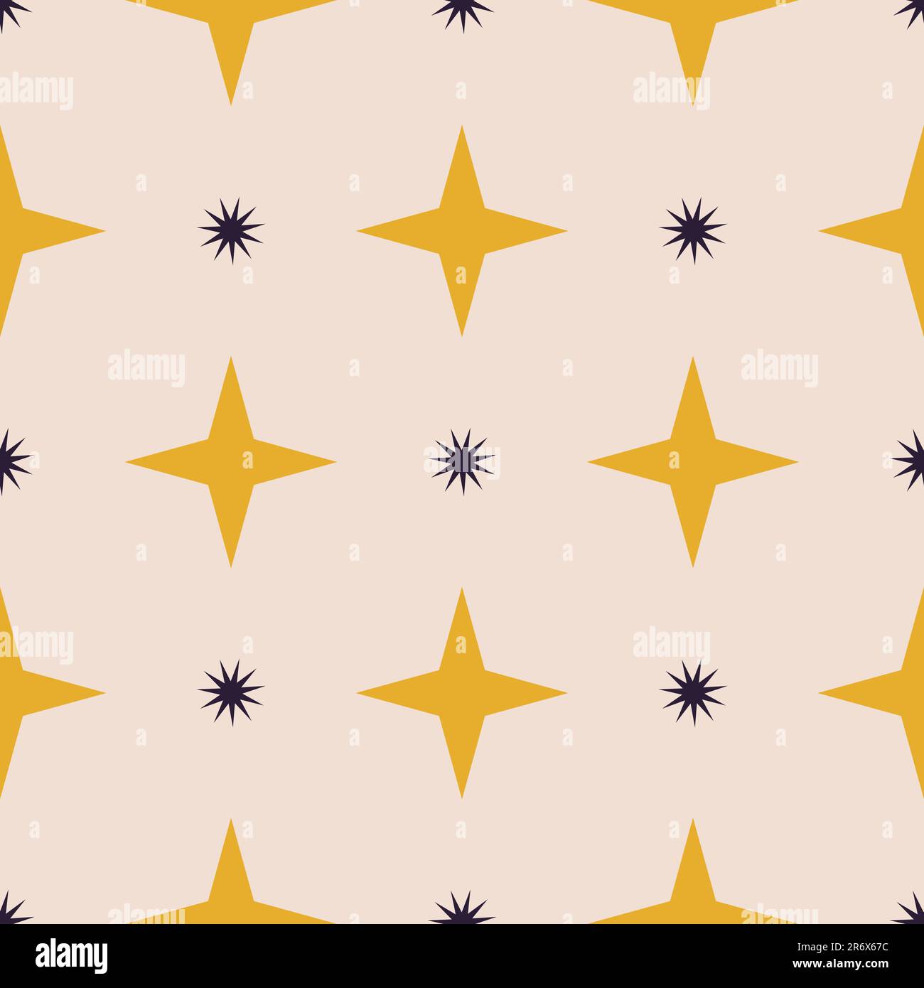 Seamless pattern with yellow and blue stars on light pink background ...