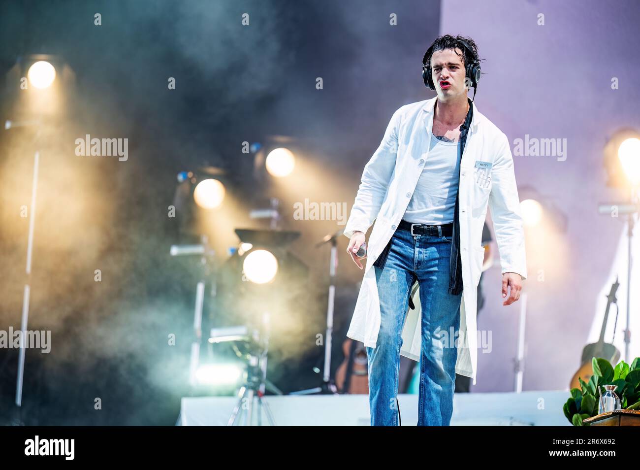Manchester, UK. 11th June 2023. Matty Healy,  Adam Hann,  Ross MacDonald, and George Daniel of the band The 1975  headline day 2 of Parklife Festival 2023,  Credit:  Gary Mather/Alamy Live News Stock Photo