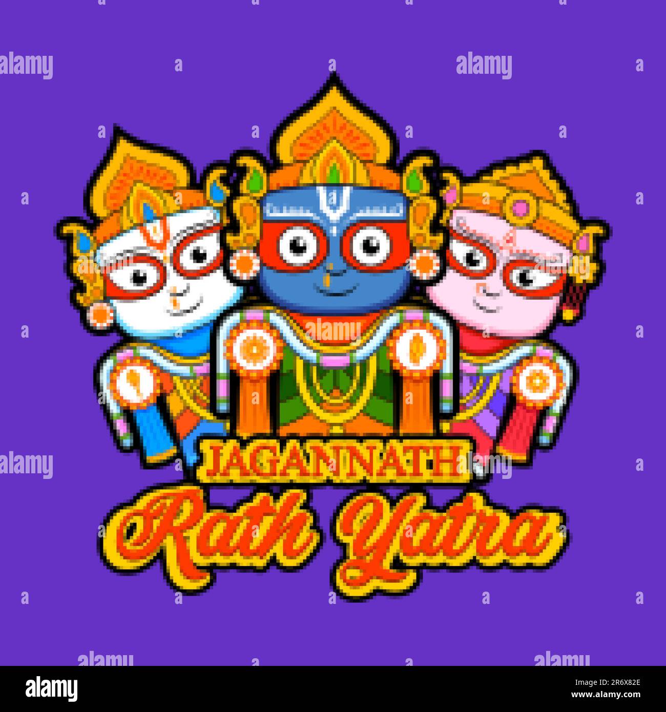 illustration of Lord Jagannath, Balabhadra and Subhadra on annual