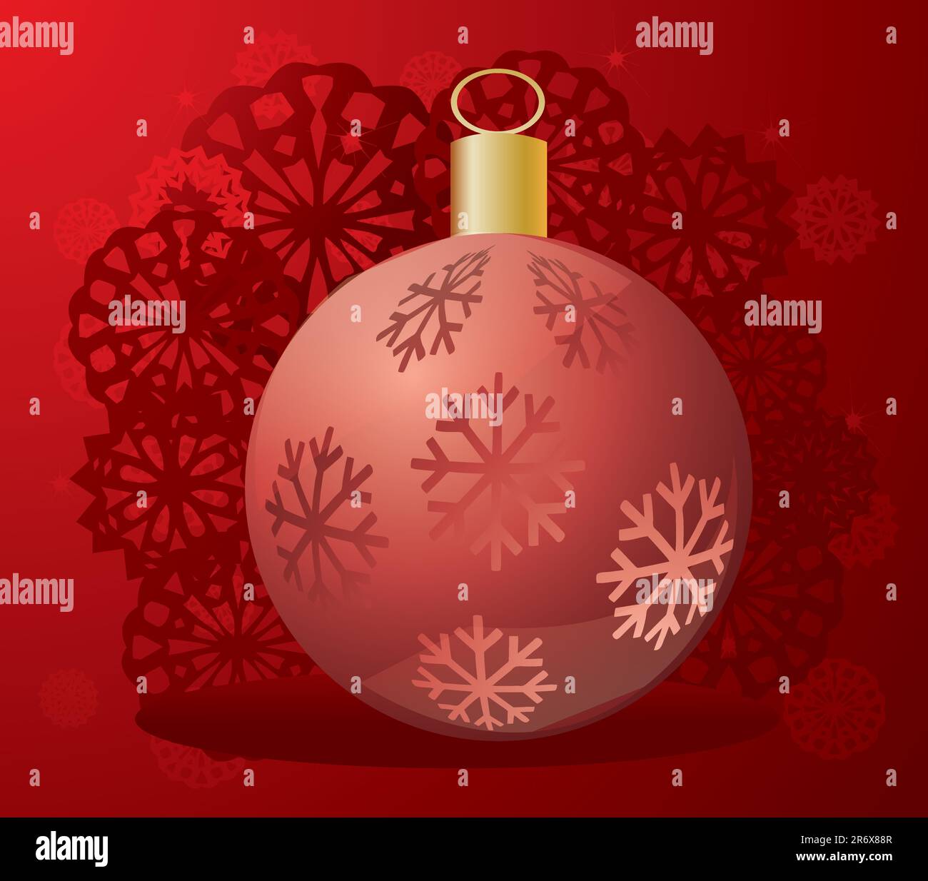 vector christmas background with red ball and snowflakes Stock Vector ...