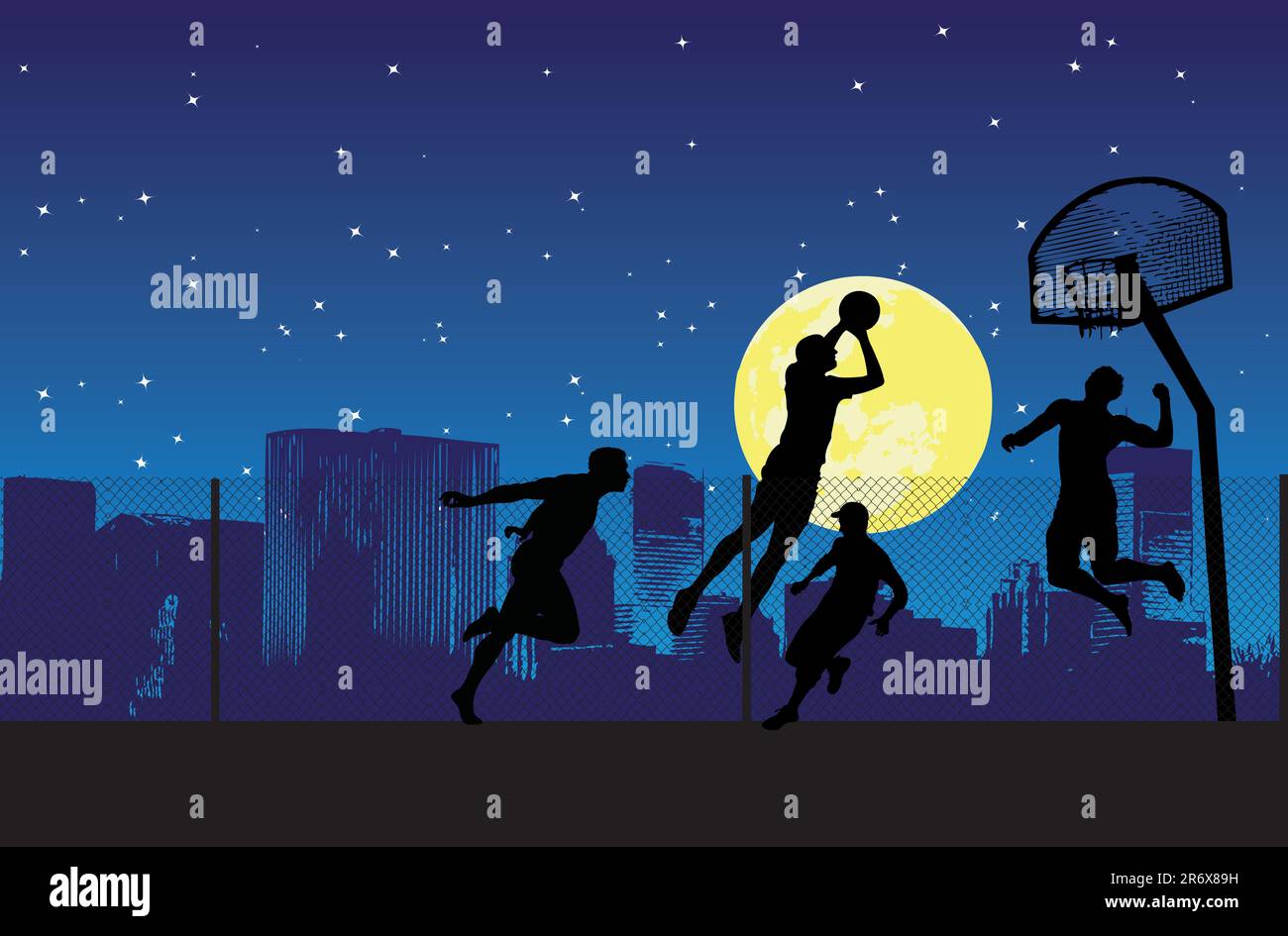 four basketball players, vector illustration Stock Vector Image & Art