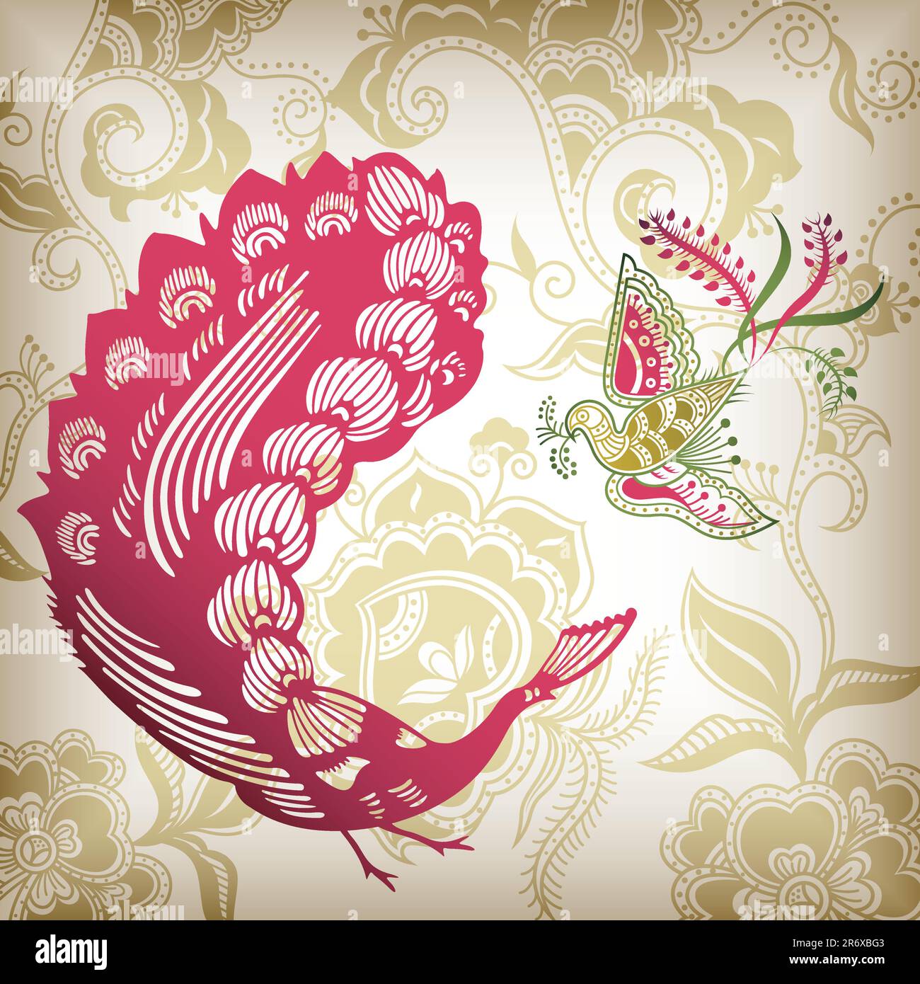 Vector of Abstract Floral and Bird Stock Vector Image & Art - Alamy