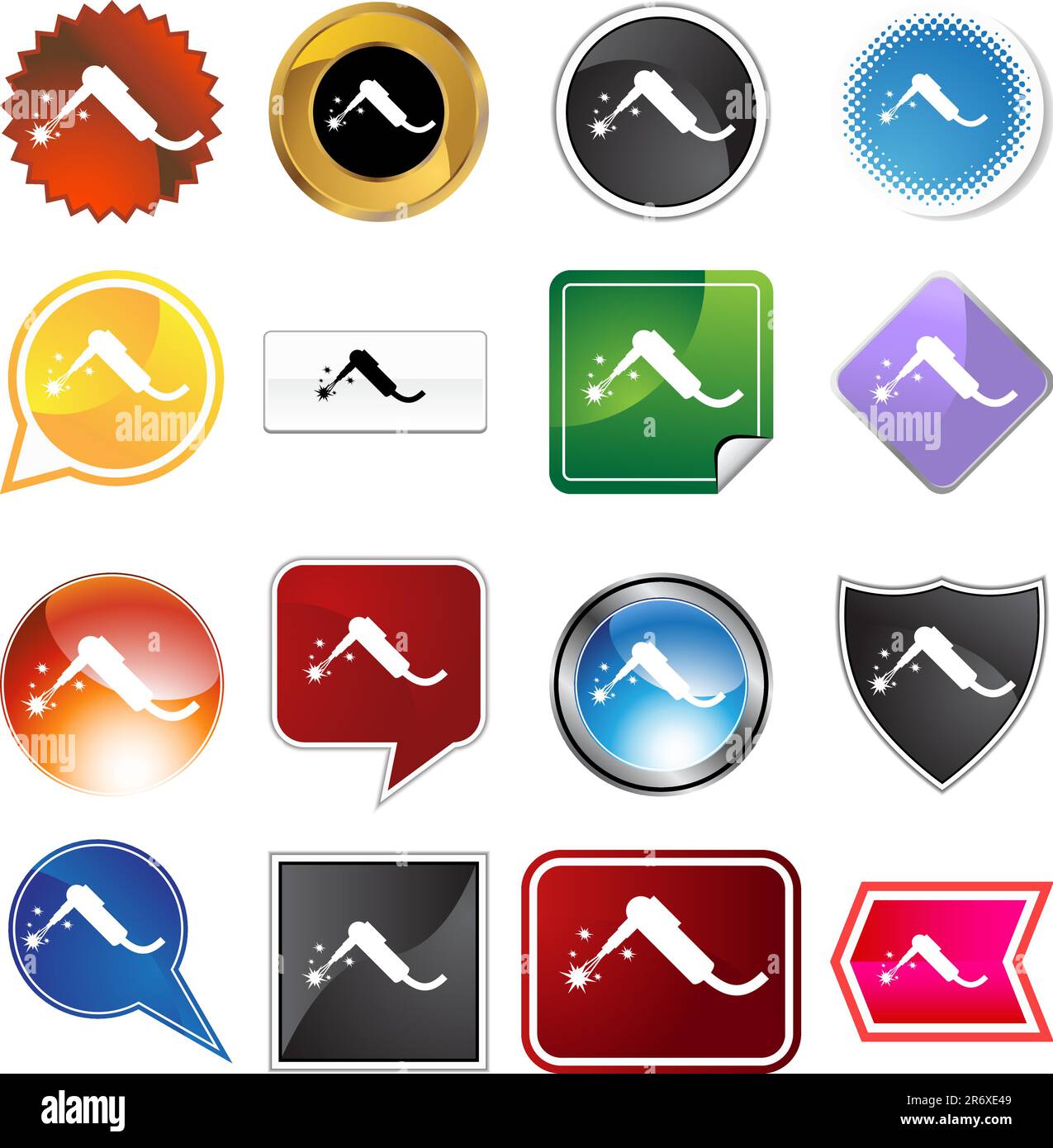 Welding torch icon set isolated on a white background. Stock Vector