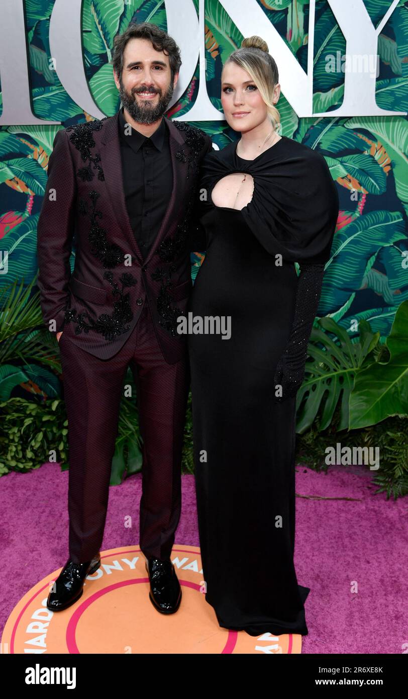 Josh Groban, Left, And Natalie McQueen Arrive At The 76th Annual Tony