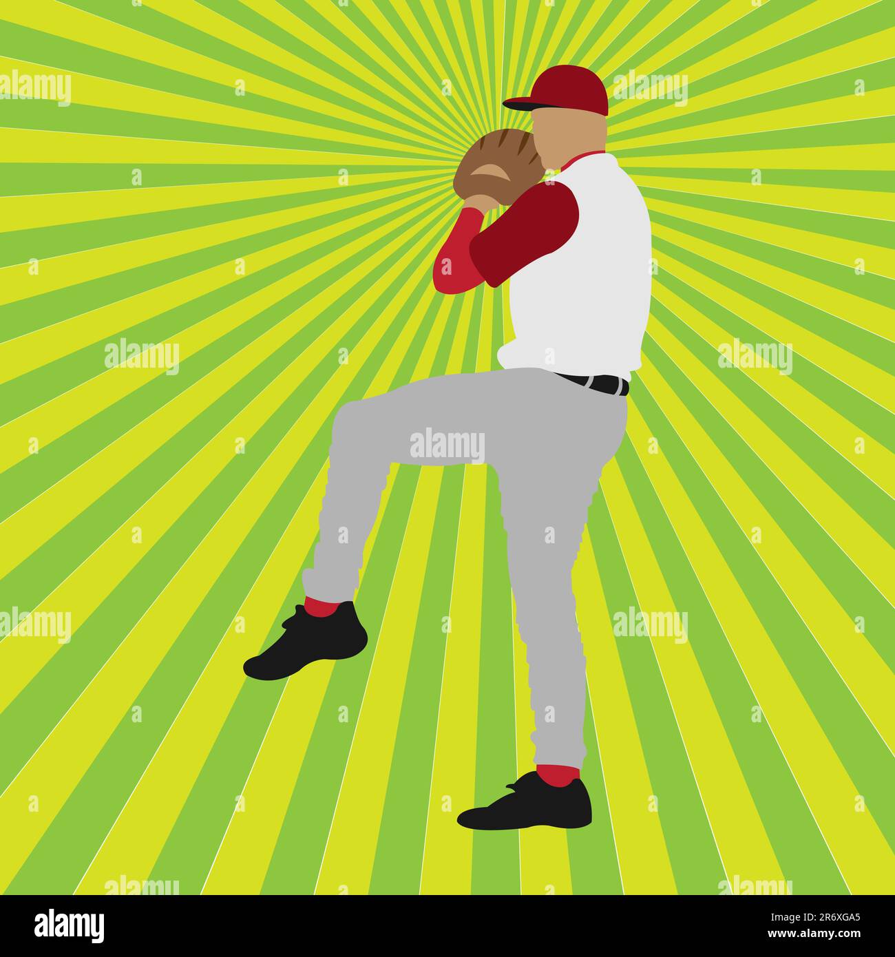 baseball player silhouette, vector illustration Stock Vector