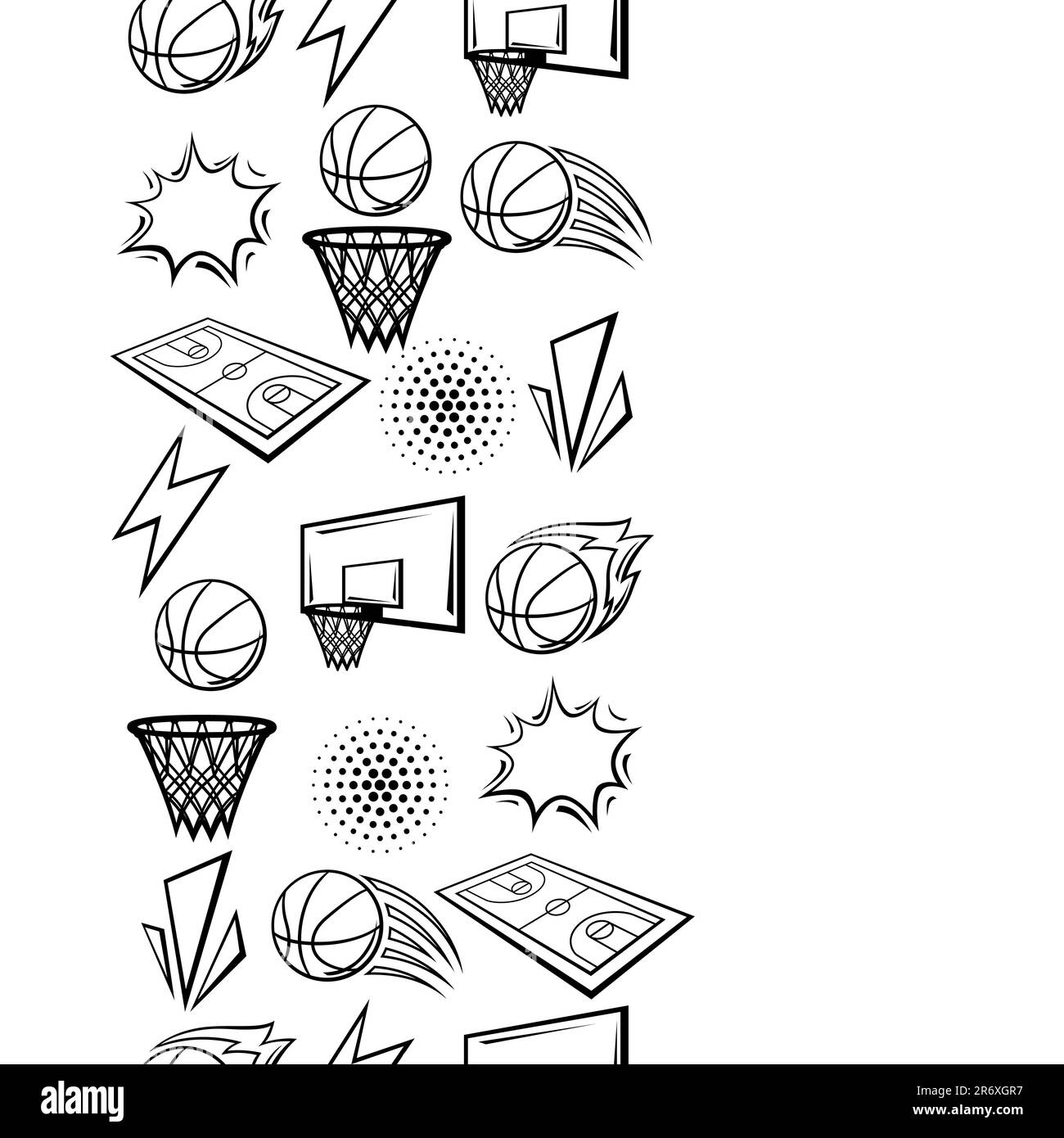 Pattern with basketball items. Sport club illustration Stock Vector