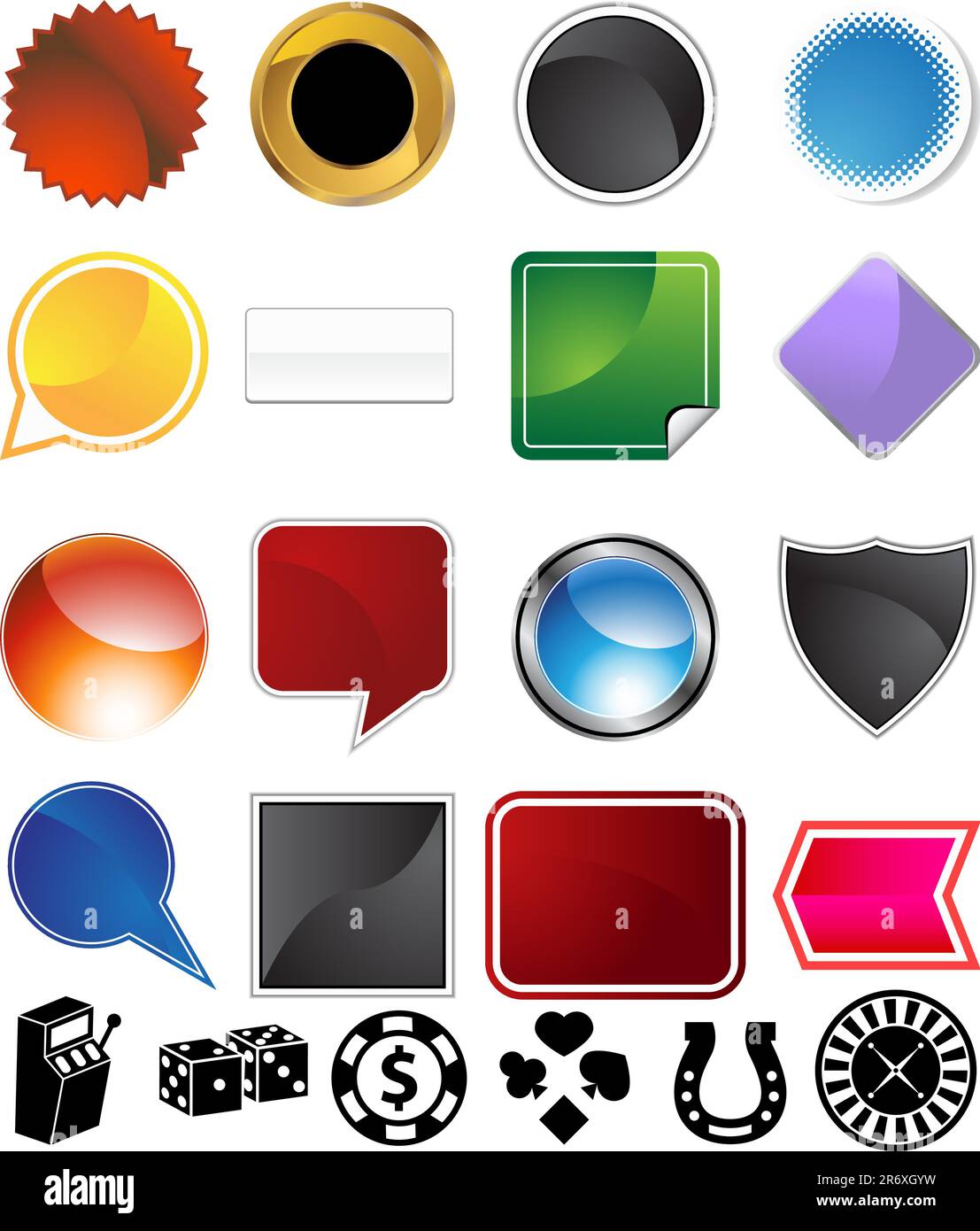 Gambling variety set isolated on a white background. Stock Vector