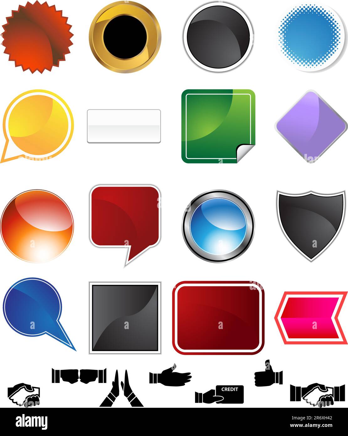 Hand gesture variety set isolated on a white background. Stock Vector