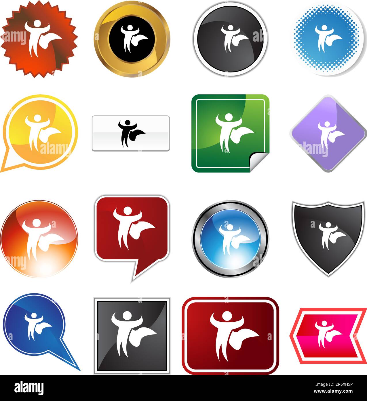 Hero variety set isolated on a white background. Stock Vector
