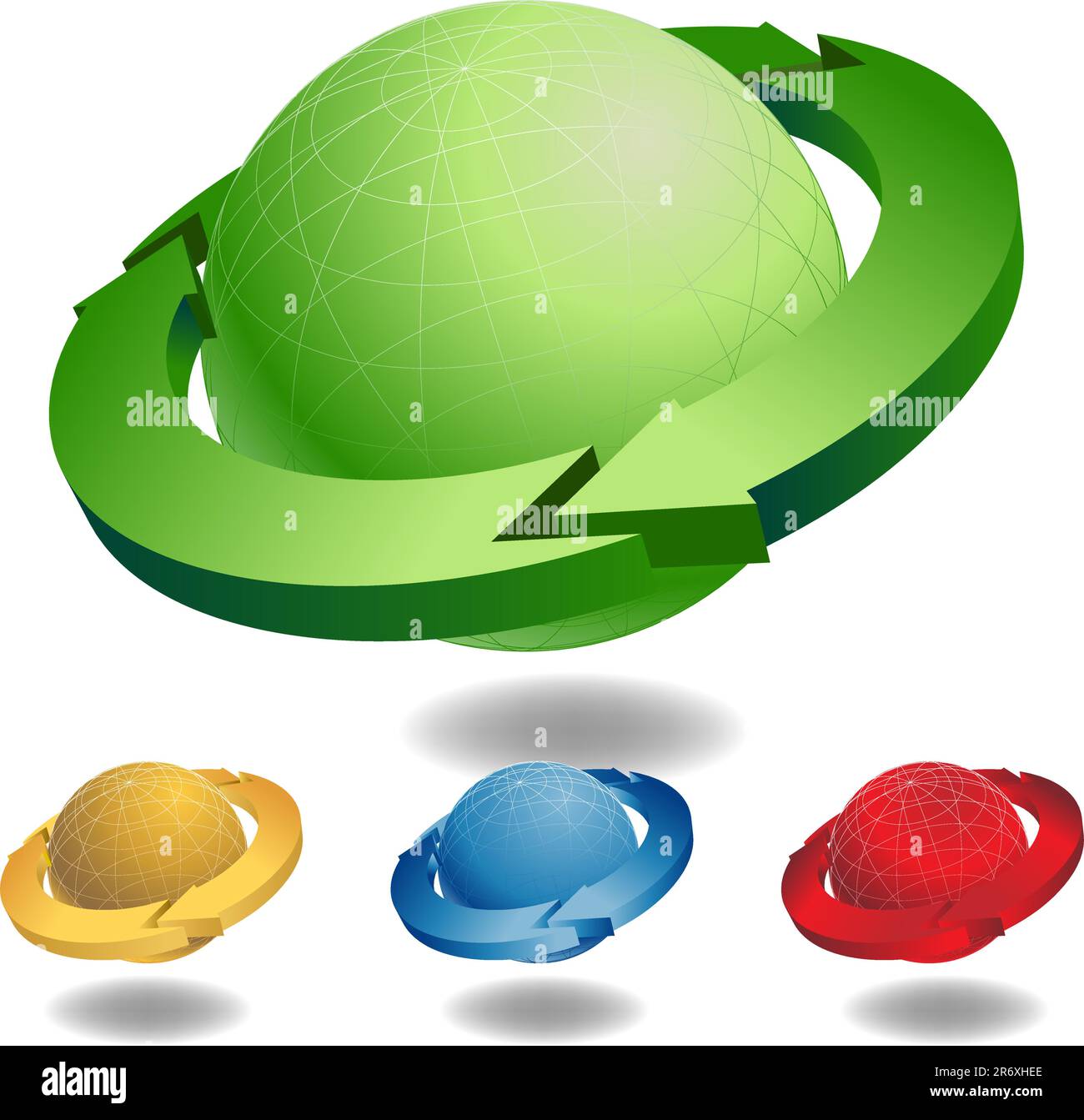Set of 4 3D globes with recycling symbols Stock Vector Image & Art - Alamy