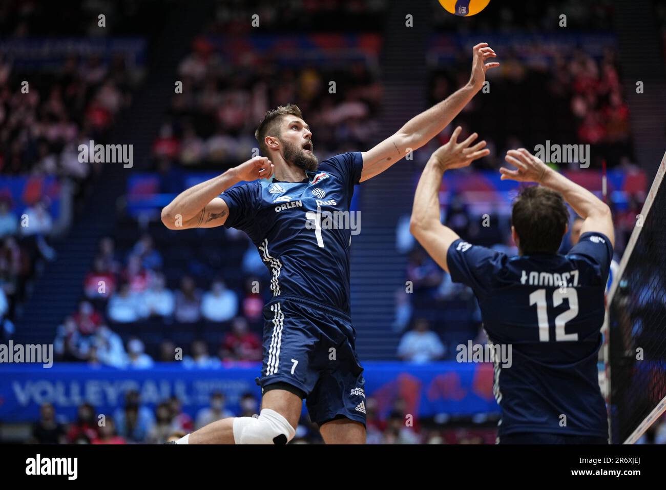 Nippongaishi Hall, Aichi, Japan. 11th June, 2023. Klos Karol (SRB), JUNE 11, 2023 - Volleyball : FIVB Volleyball Nations League 2023 Men's Preliminary Round between Serbia - Poland at Nippongaishi Hall, Aichi, Japan. Credit: AFLO SPORT/Alamy Live News Stock Photo