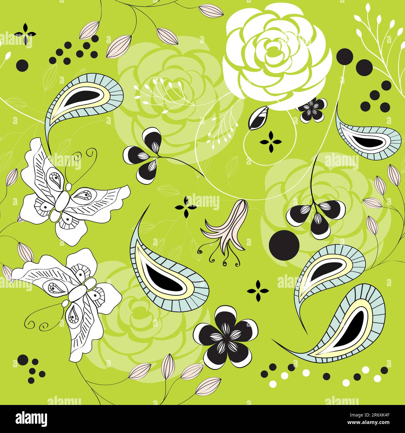 seamless pattern with rose and butterfly Stock Vector
